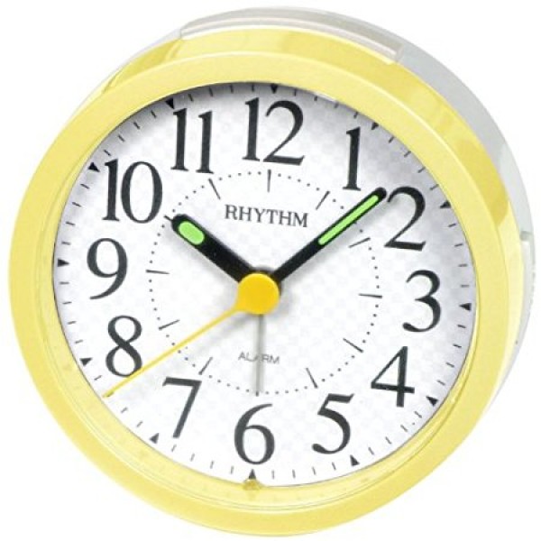 Rhythm Super Silent Alarm Clock 4 Steps Increasing Beep,Snooze,Light,Super Silent Move,Radium Analog 